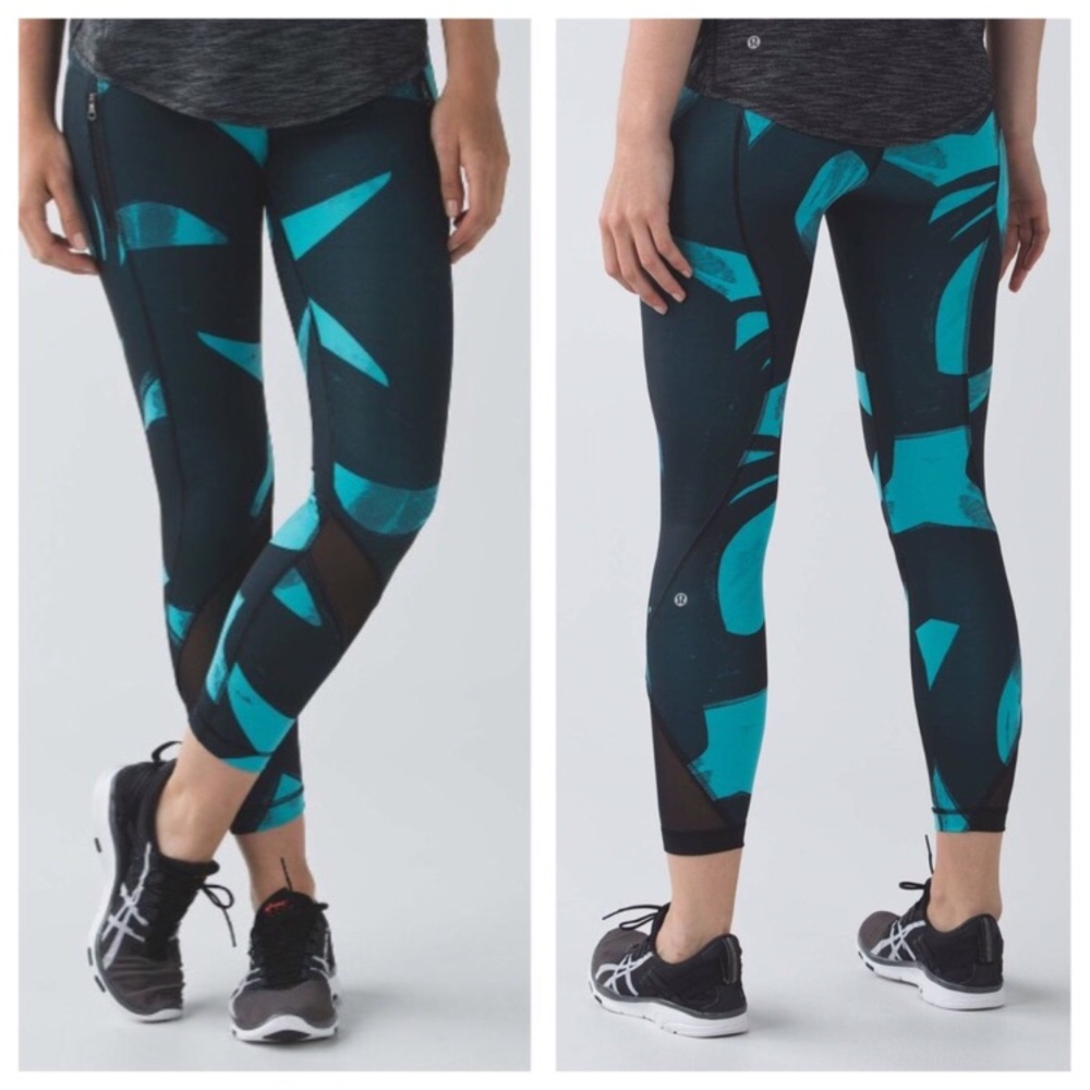 Lululemon Inspire Tight II *Full-On Luxtreme (Mesh) Peacock Blue Black / Black